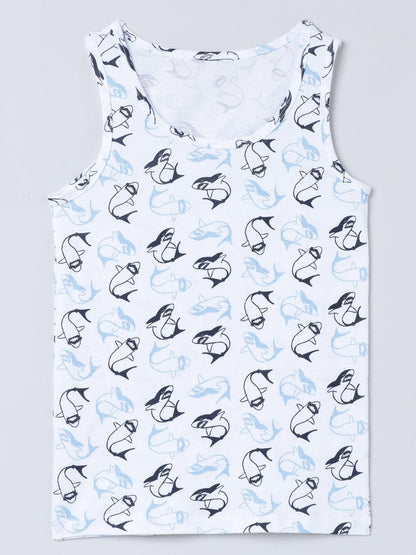 Vest - Shark All Over Print & Solid Blue (Pack of 2).