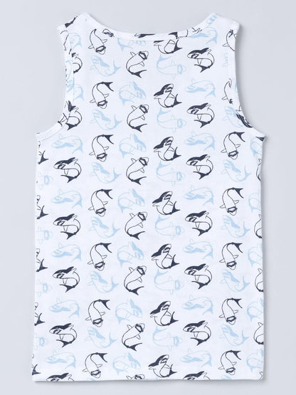 Vest - Shark All Over Print & Solid Blue (Pack of 2).