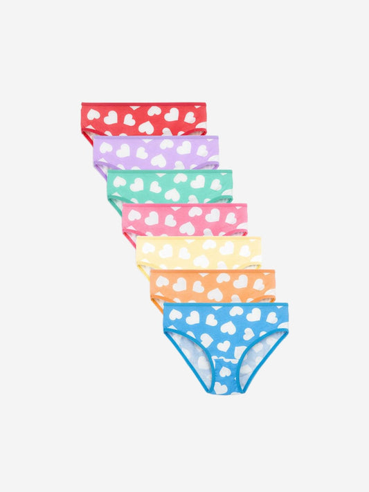 Girls Brief - Heart All Over Print (Pack Of 7).